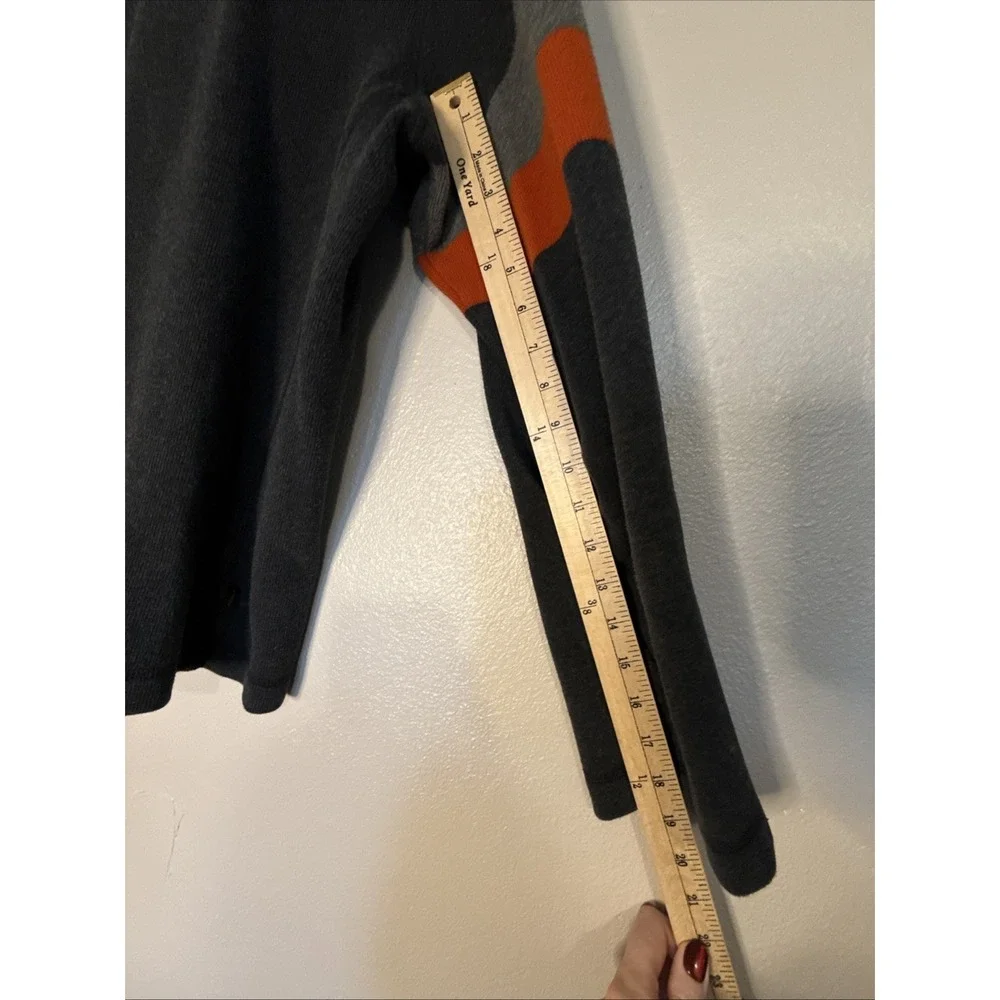 Banana Republic Sweater V-Neck Gray With Orange Accents All Cotton Men's Size XL